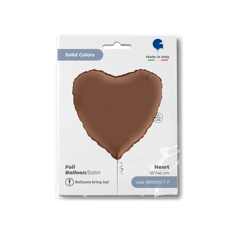 Palloncino Cuore Marrone Satinato 18"
