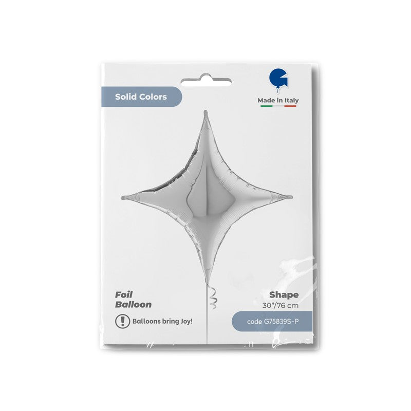 Palloncino Stella Quattro Punte Argento 30"