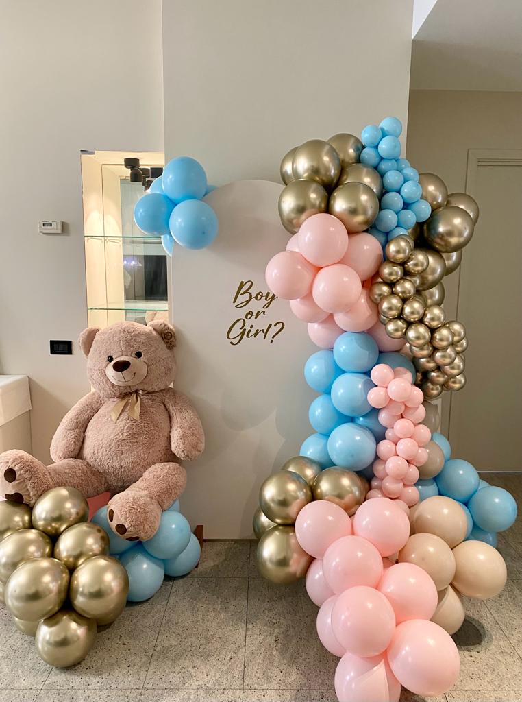 Pannello con orso e palloncini | Gender Reveal