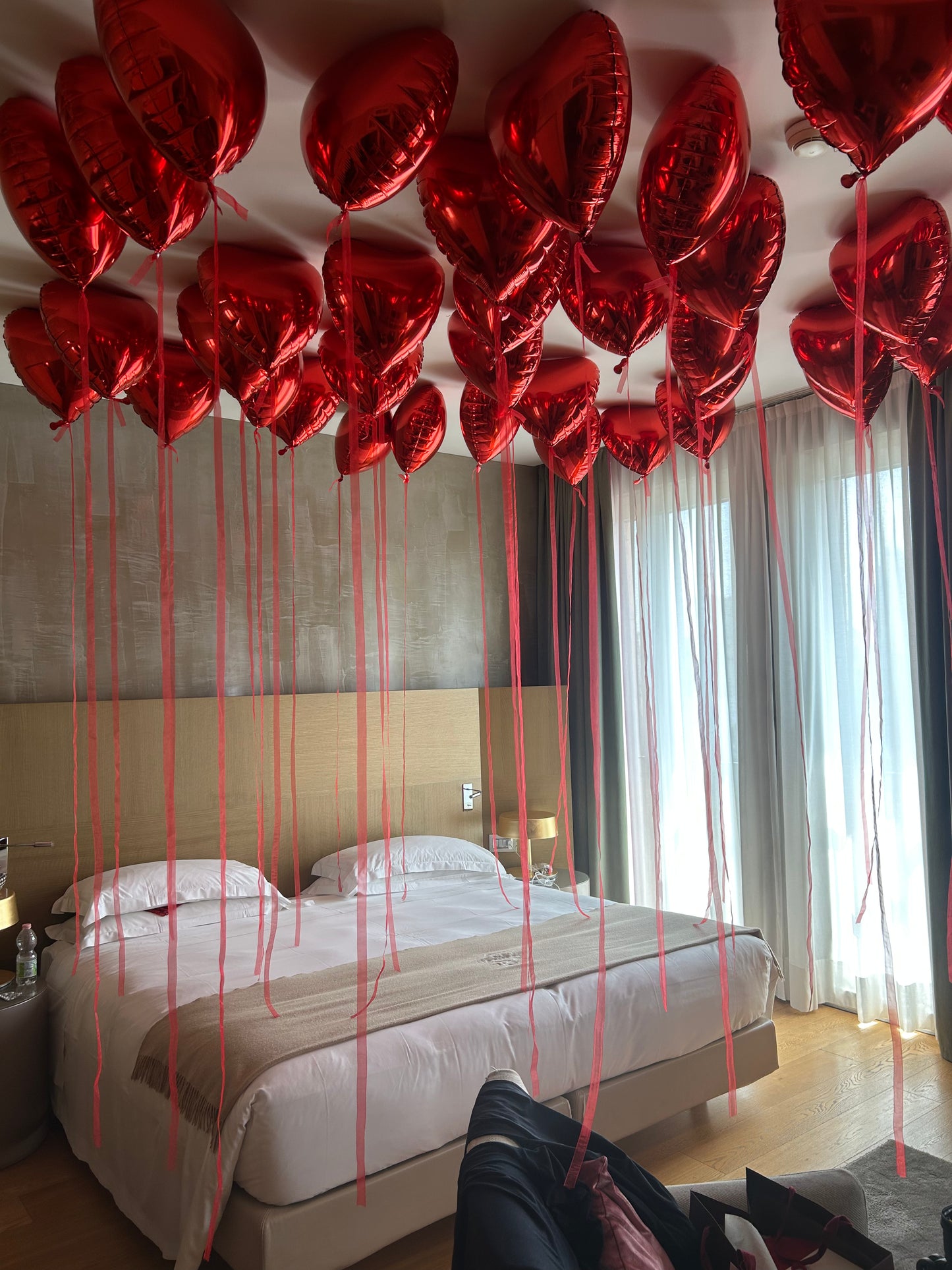 Soffitto di Palloncini Cuore ad Elio